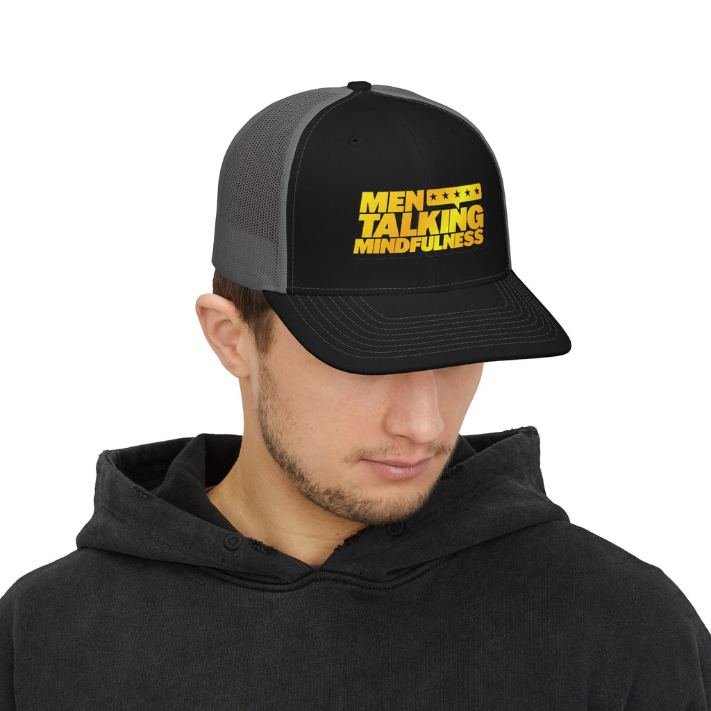 Men Talking Mindfulness Trucker Cap – Full Logo