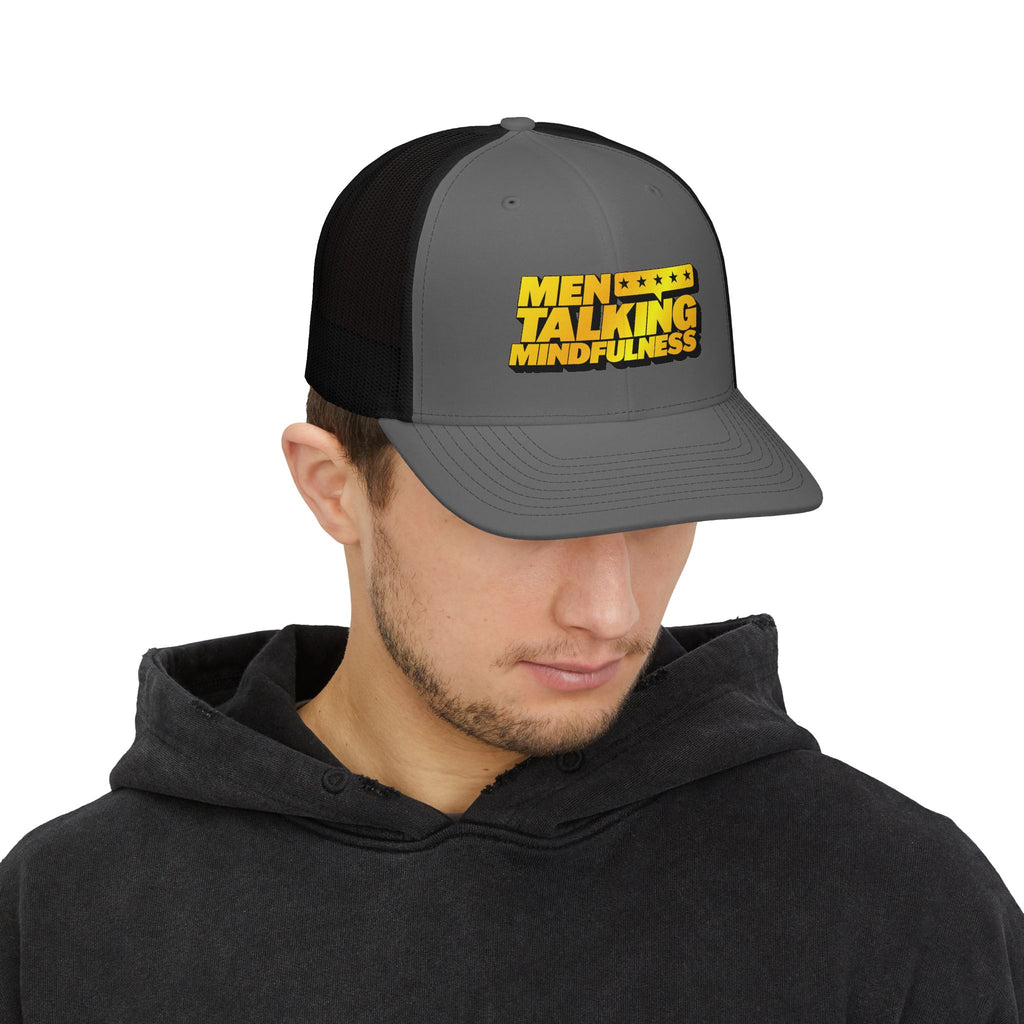 Men Talking Mindfulness Trucker Cap – Full Logo