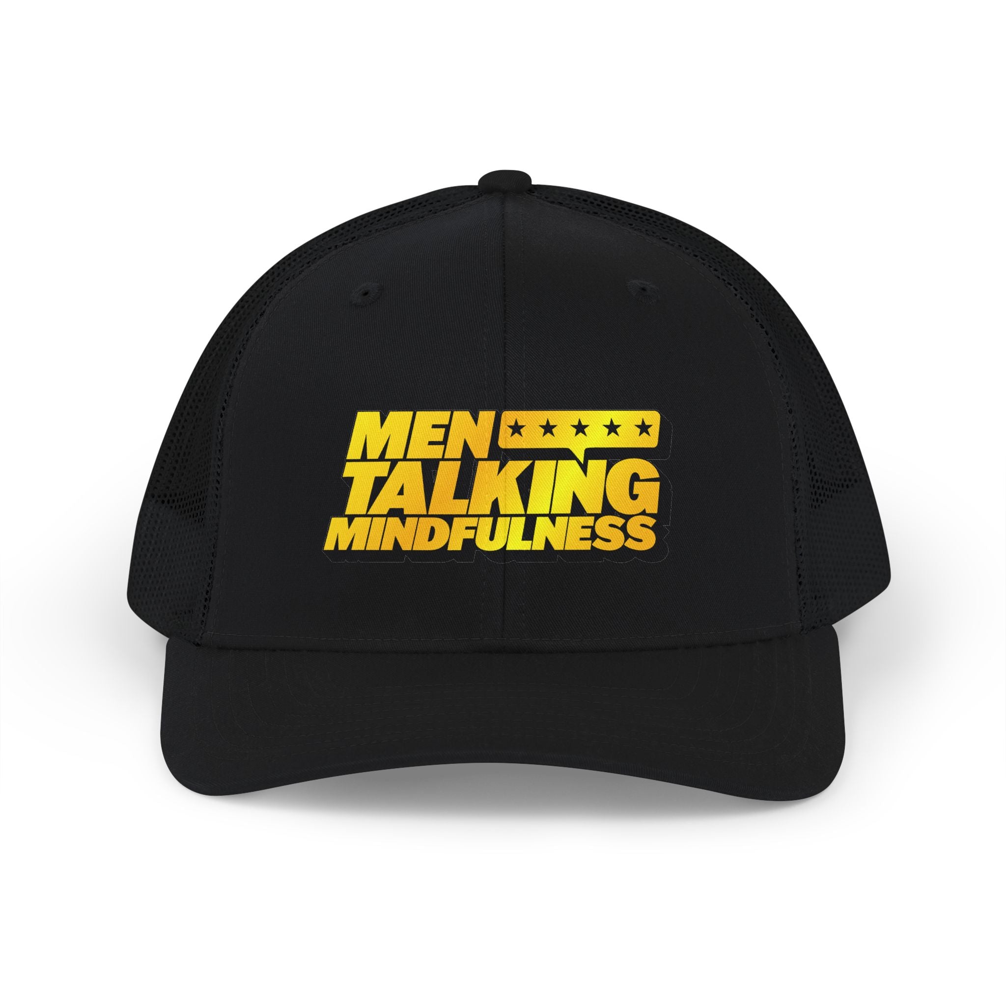 Men Talking Mindfulness Trucker Cap – Full Logo
