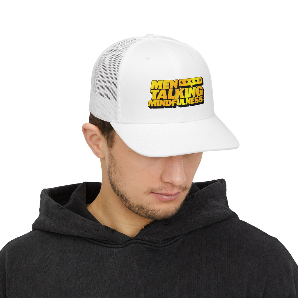 Men Talking Mindfulness Trucker Cap – Full Logo