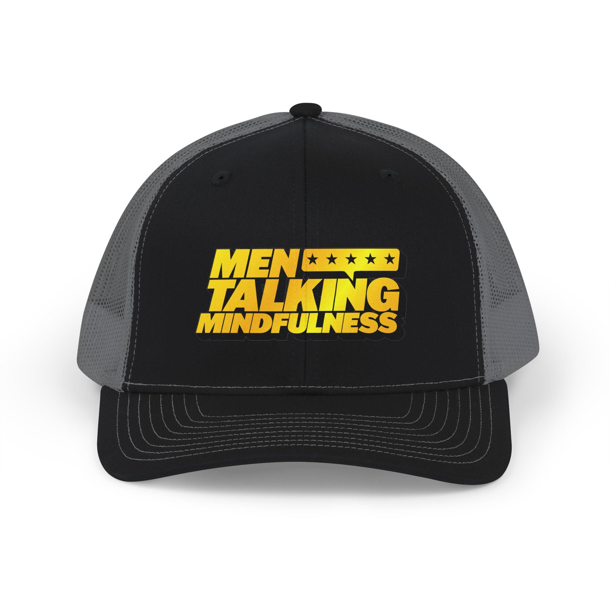 Men Talking Mindfulness Trucker Cap – Full Logo